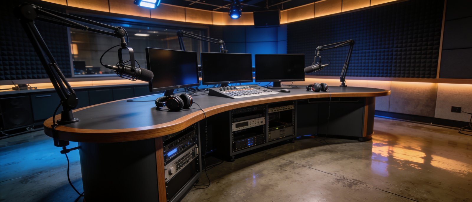 Modern broadcast studio interior